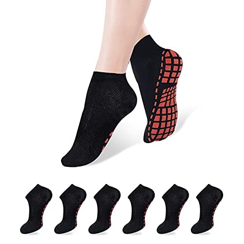 NOVAYARD 6 Pairs Non Slip Grips Socks for Women Men Anti Skid Yoga Pilates Hospital Slipper Socks NOVAYARD 6 Pairs Non Slip Grips Socks for Women Men Anti Skid Yoga Pilates Hospital Slipper Socks